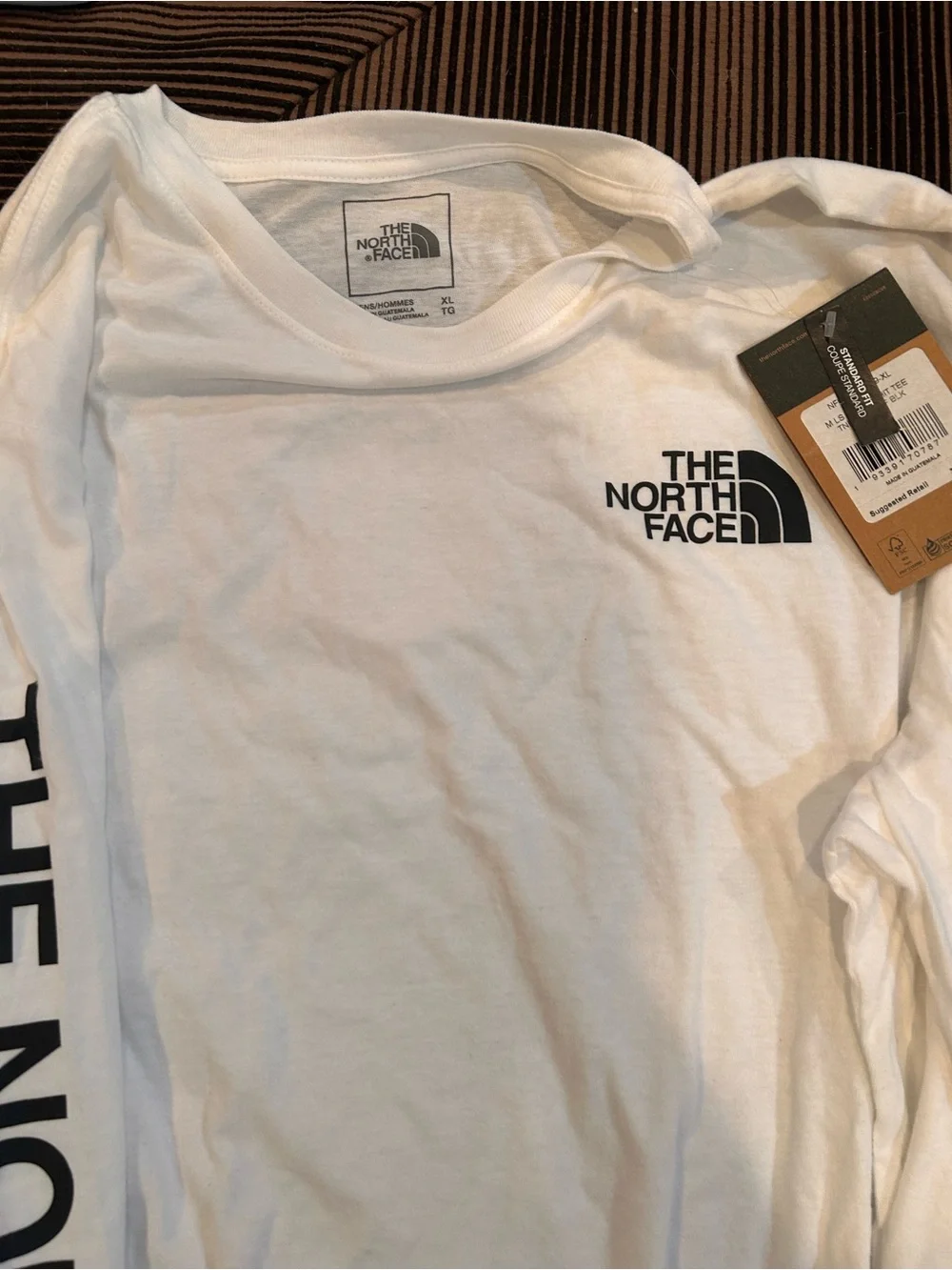 The North Face White Long-Sleeve Tee with Black Logo